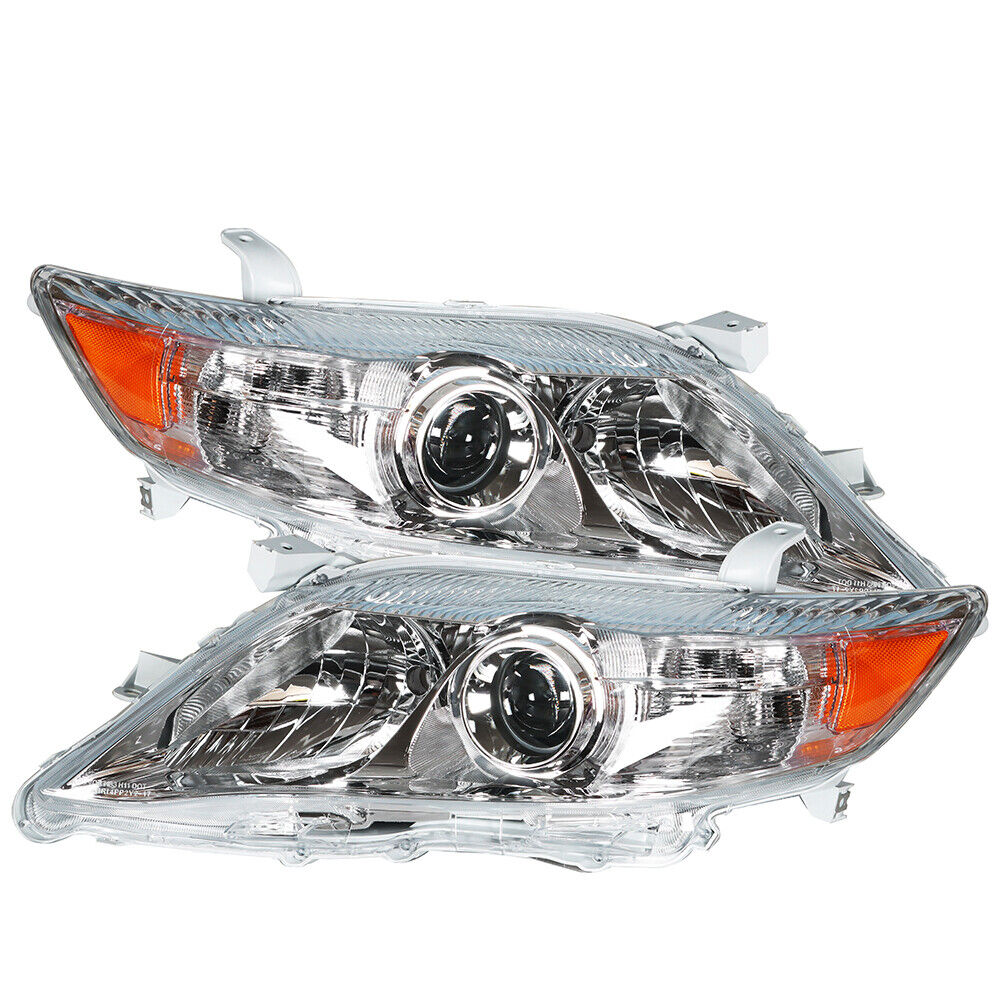 Left&Right Headlights For 2010-2011 Toyota Camry Sedan Chrome Clear Reflector