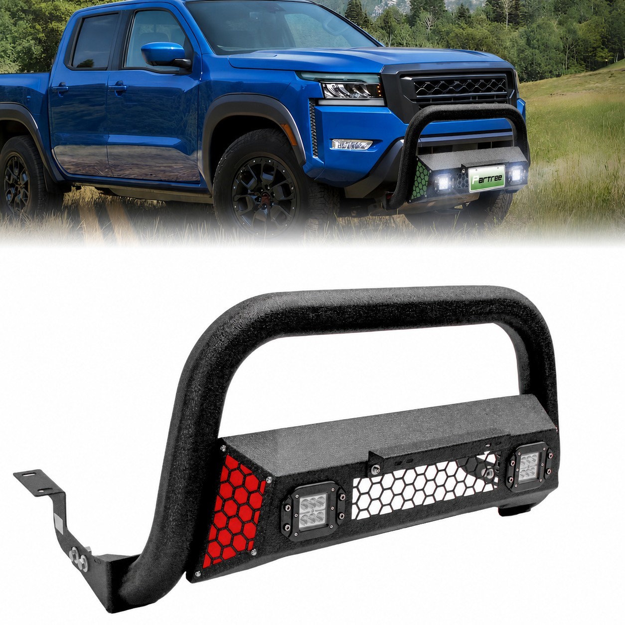 Fits Nissan Frontier 2022-2026 Bull Bar Front Bumper Grille Guard with LED Light