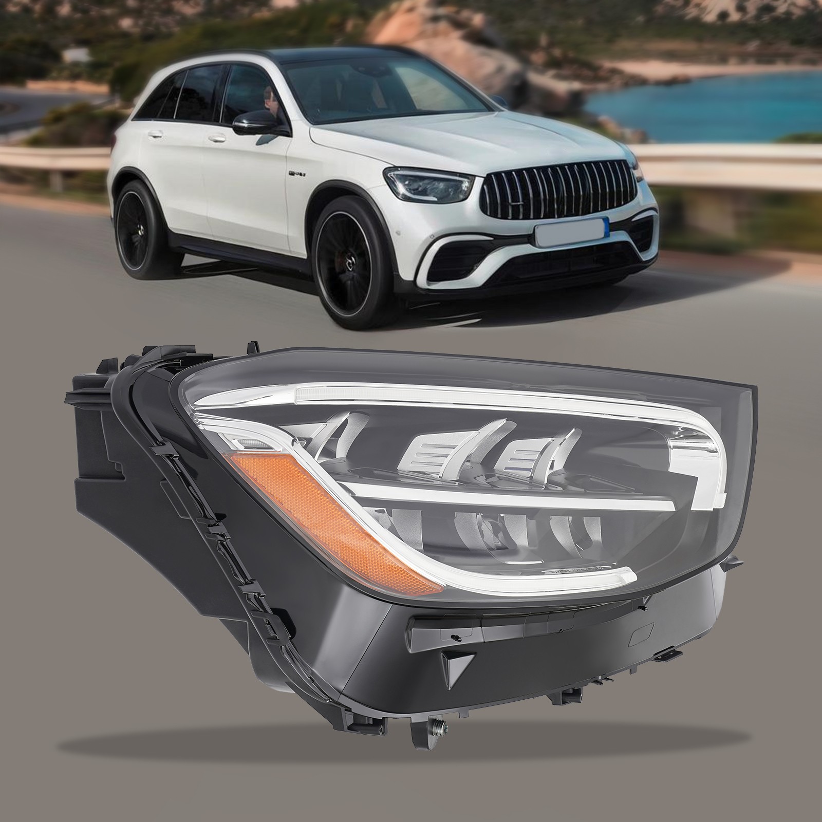 For 2020-2022 Mercedes-Benz GLC43 GLC300 Full LED Headlight No-AFS Passenger RH