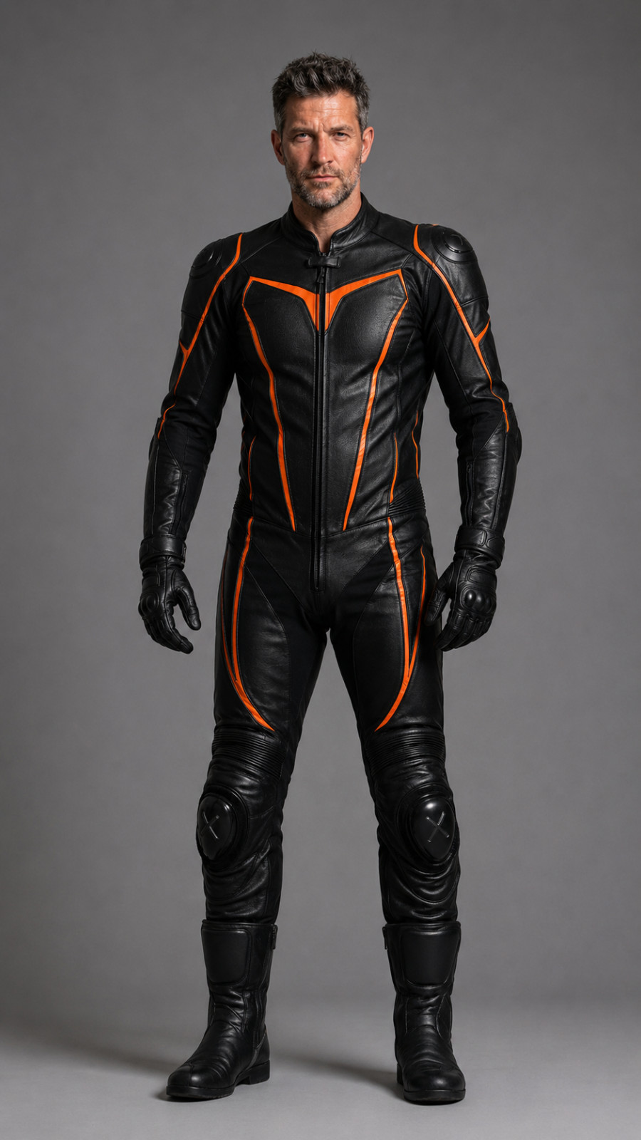 Men's Genuine Cowhide Leather Motorcycle Racing Suit One Piece CE Armor MotoBike