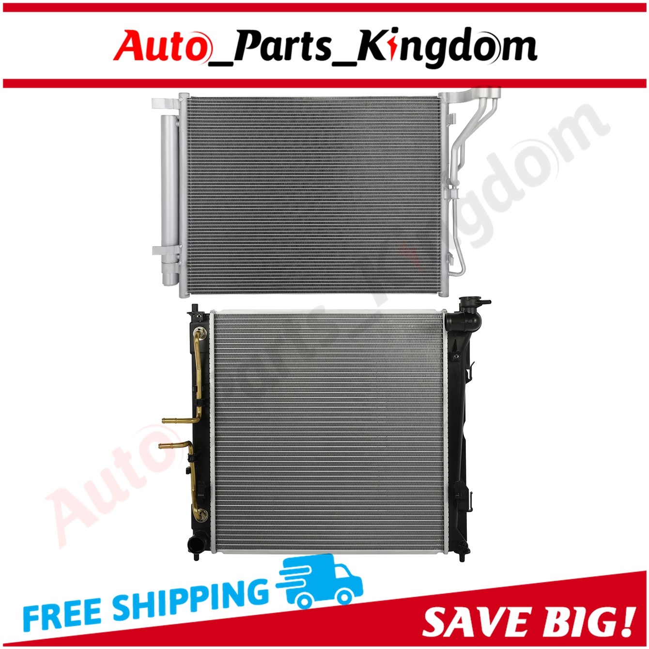 For 2011 2012 2013-2015 Kia Optima Aluminum Radiator & AC Condenser