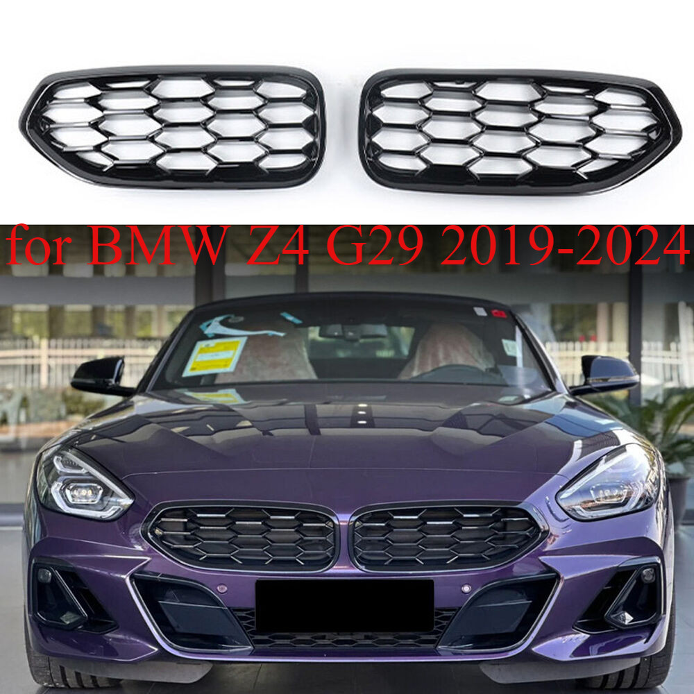 2PCS Glossy Black Grille fits for BMW Z4 G29 2019-2024 Replacement Radiator Mesh