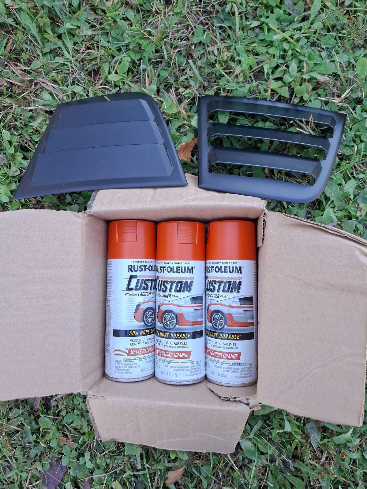 3 Rust-Oleum Custom Matte Racing Orange Spray Paints 11 oz And Louver Set?