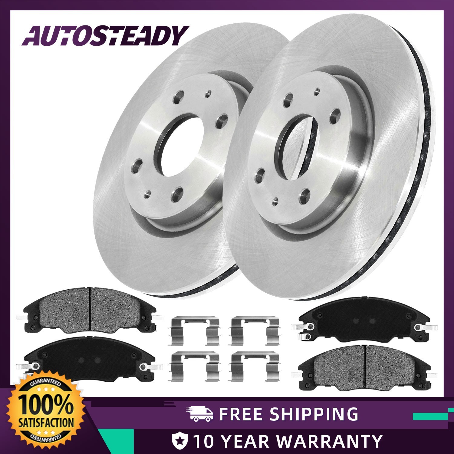 10.83 inch Front Vented Brake Rotors Pads Kit for 2008 2009 2010 2011 Ford Focus