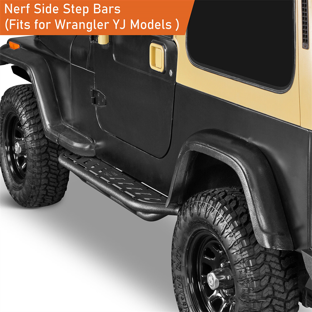 Fit 1987-1995 Jeep Wrangler YJ Steel Nerf Bars Side Steps Running Boards 2Pcs