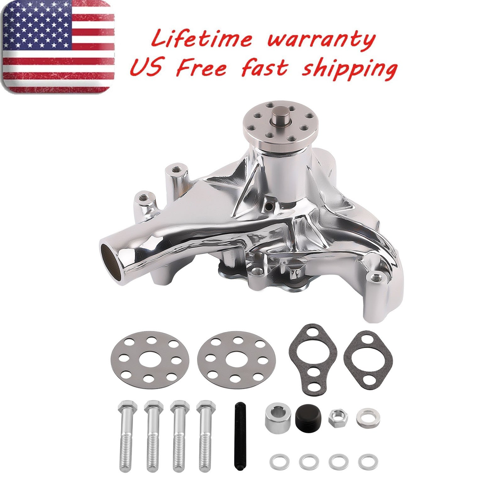Chrome Long Water Pump High Volume Chrome for SBC 283 305 327 350 400 1969-1987