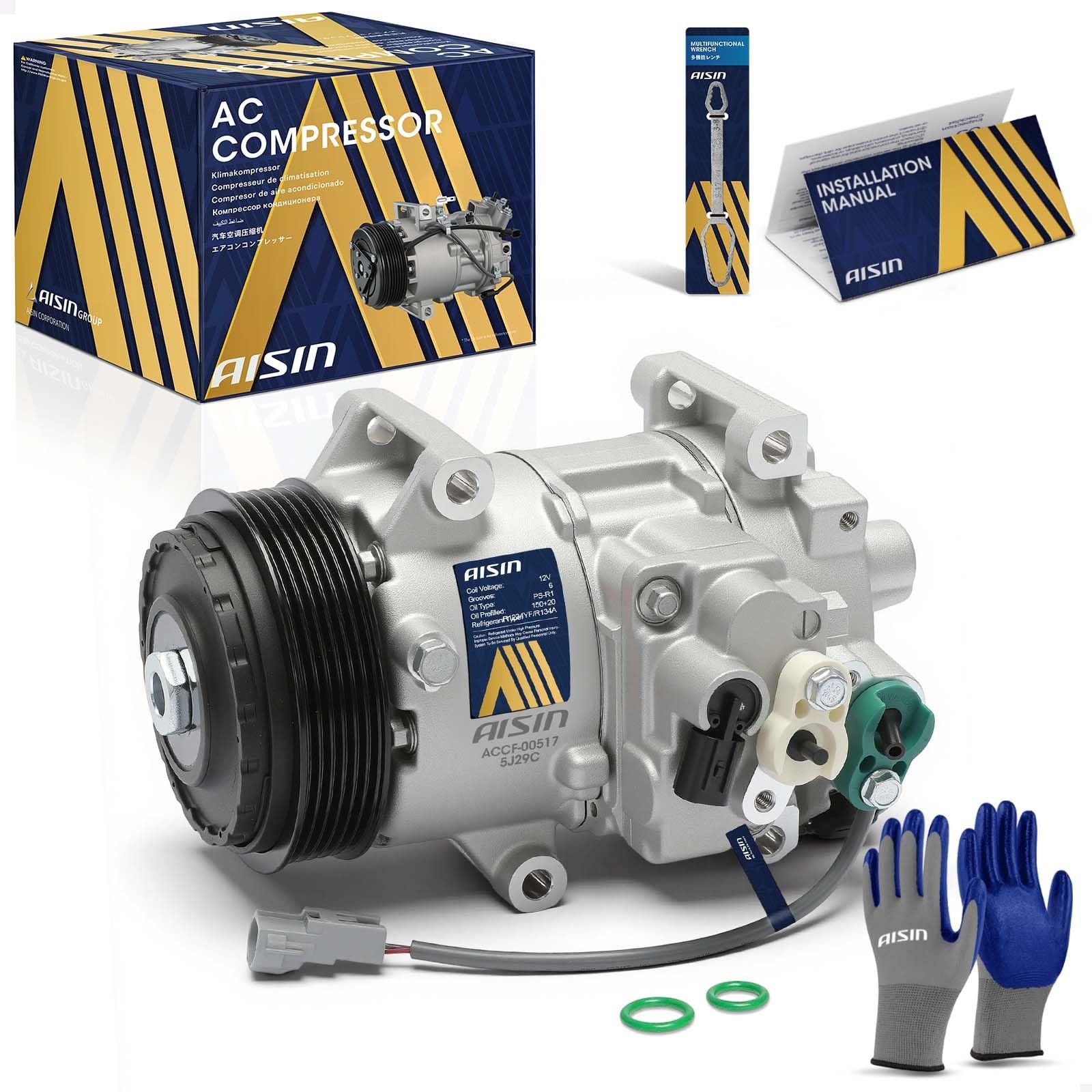 AISIN AC Compressor with Clutch for Subaru Outback Legacy 2013-2019 H4 2.5L AISIN AC Compressor with Clutch for Subaru Outback Legacy 2013-2019 H4 2.5L