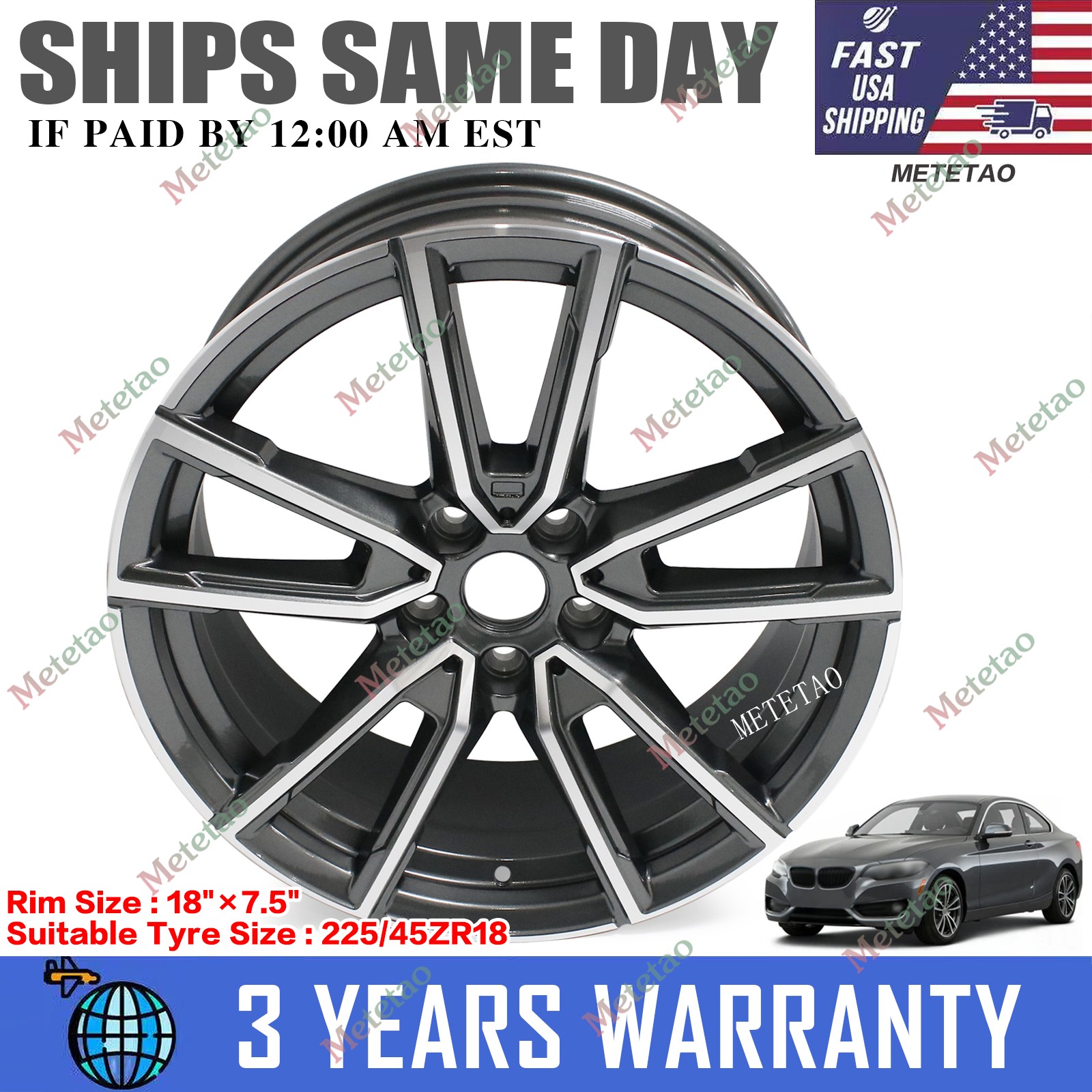 18”x7.5” Wheel Rim For BMW 230i 21-26 318i 320i 330i 330e 2019-2026 86487 96620