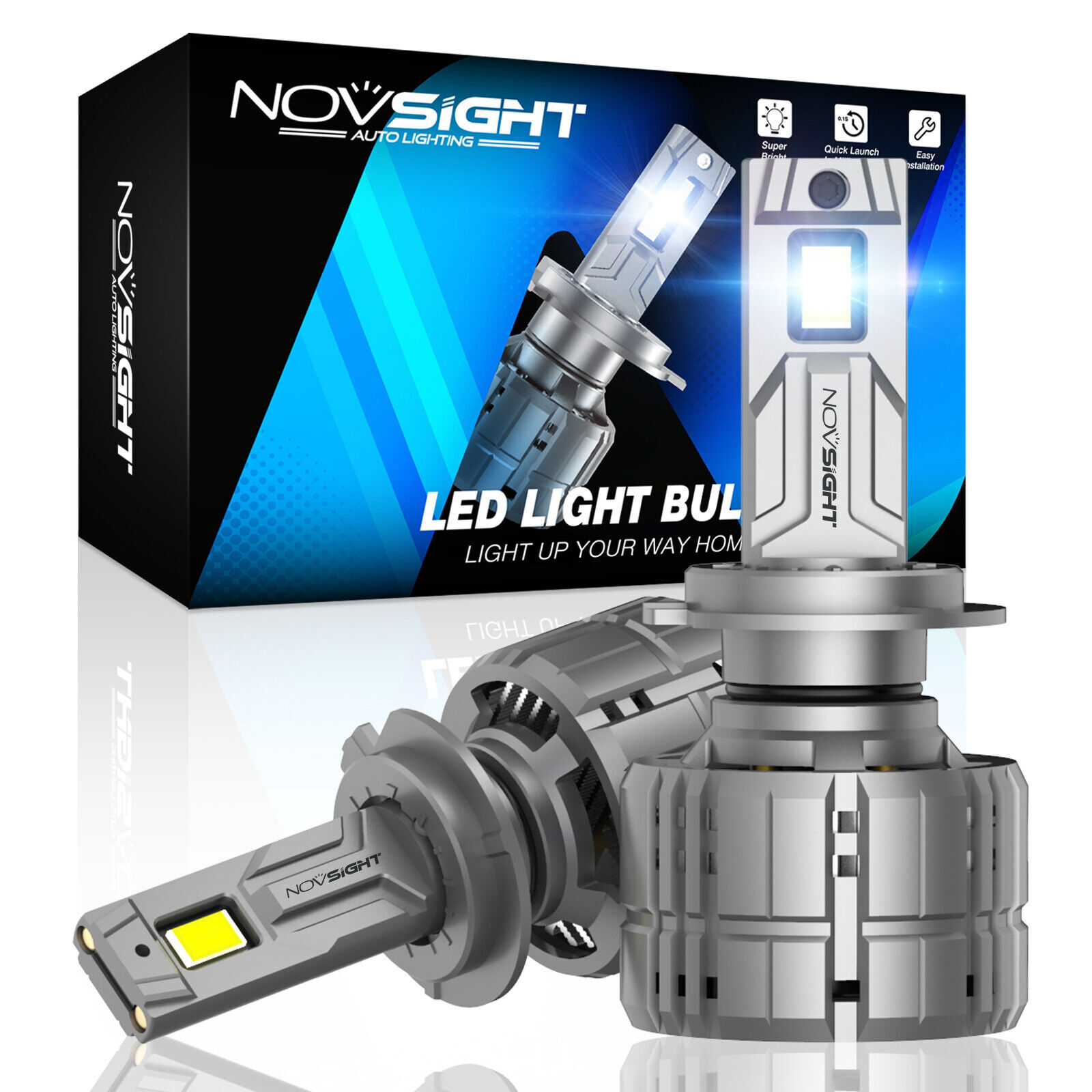 NOVSIGHT Auto LED Headlight Bulbs High Low Beam 200W 40000LM 6500K Super Bright