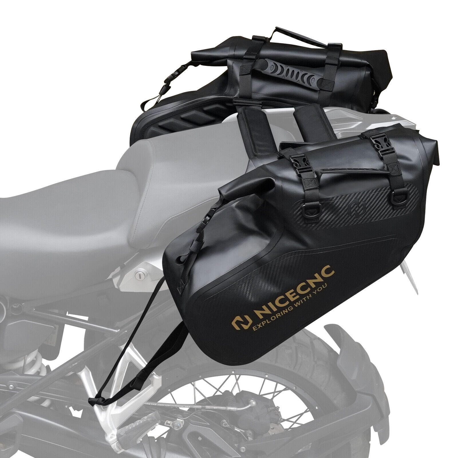 28L Pair Waterproof Motorcycle Saddlebags Saddle Panniers Rear Side Bags Black