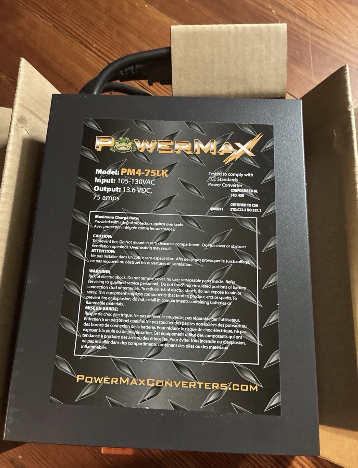 PowerMax PM4-75LK 75A RV AC to DC Converter Smart Battery Charger 12V 1095W