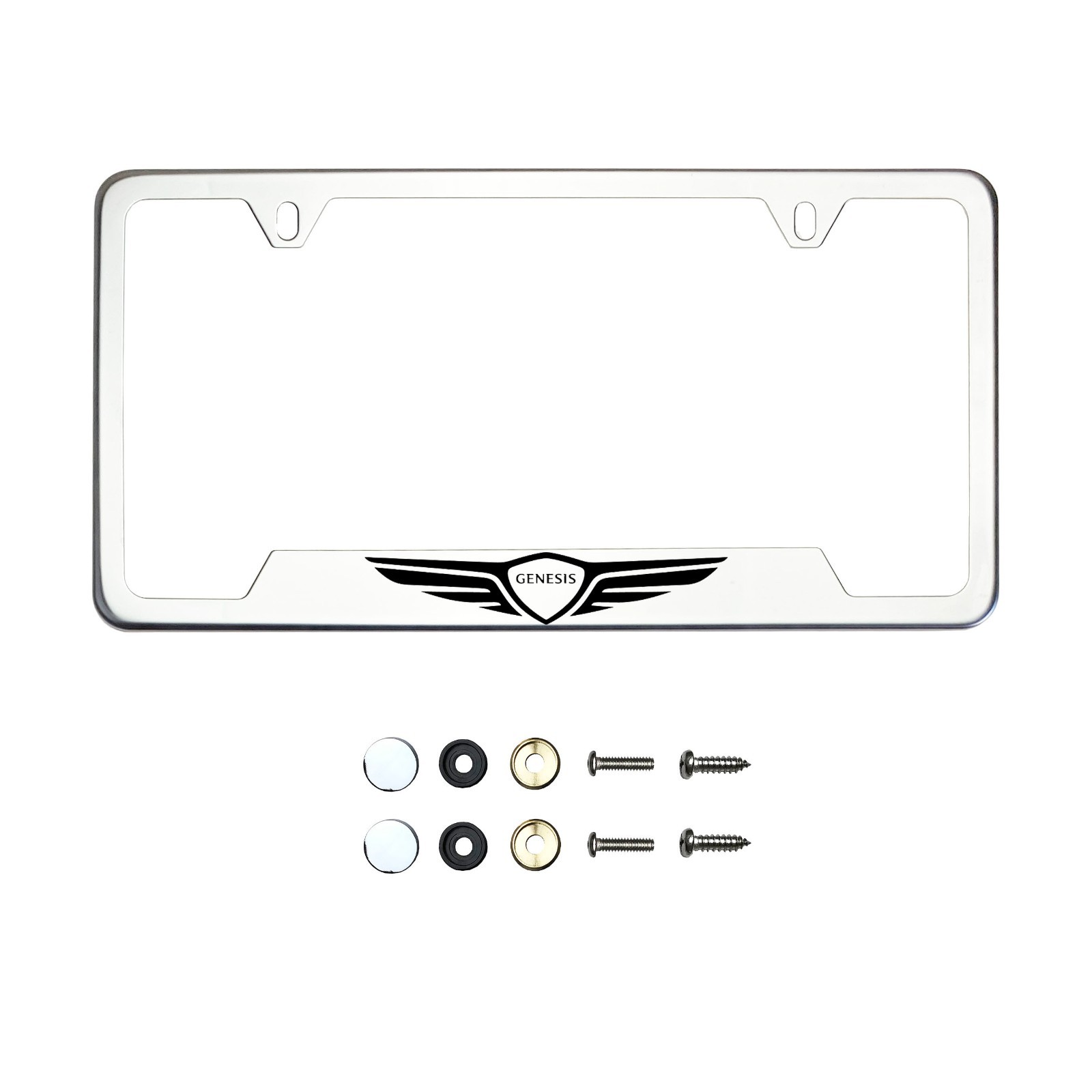 Custom Laser Etched Chrome black lettering Stainless Steel License Frame R Line Custom Laser Etched Chrome black lettering Stainless Steel License Frame R Line
