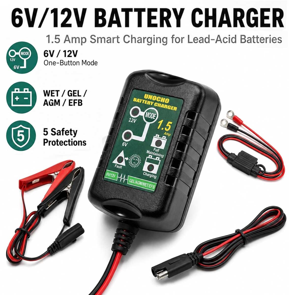 Automatic Battery Charger Maintainer Motorcycle Trickle Float For 6V 12V Battery