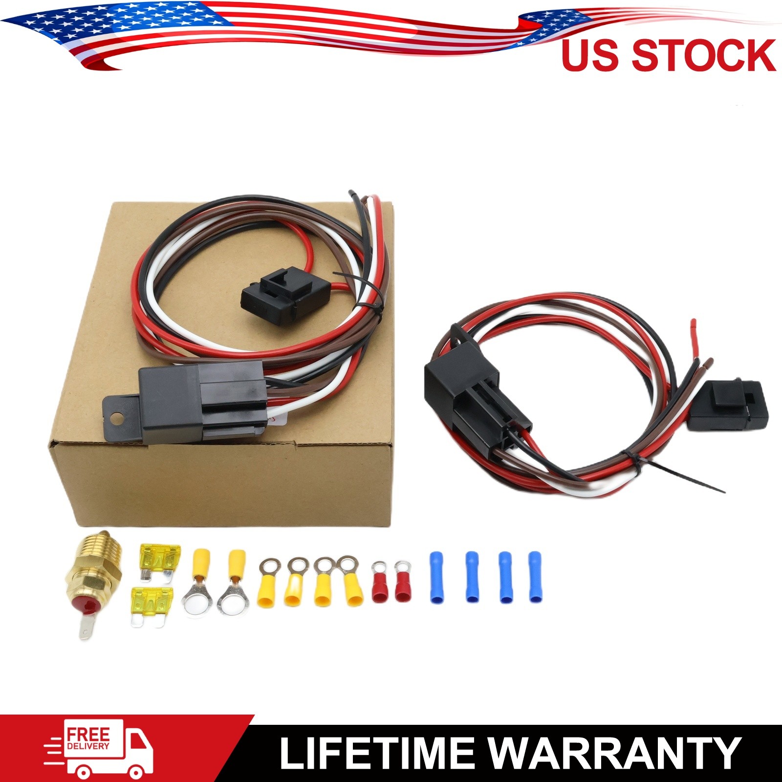 Dual Electric Cooling Fan Wire Harness Kit Electric Fan Relay Kit Radiator