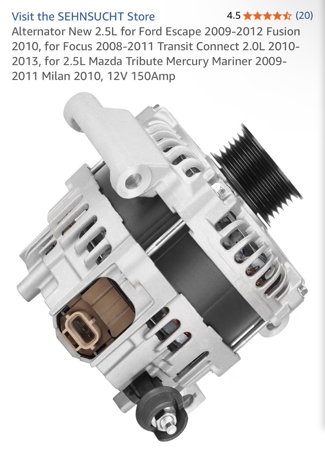 Ford Escape 09-12 Fusion 2010 Mazda Tribute 09-11 Alternator 150A Mercury Marine