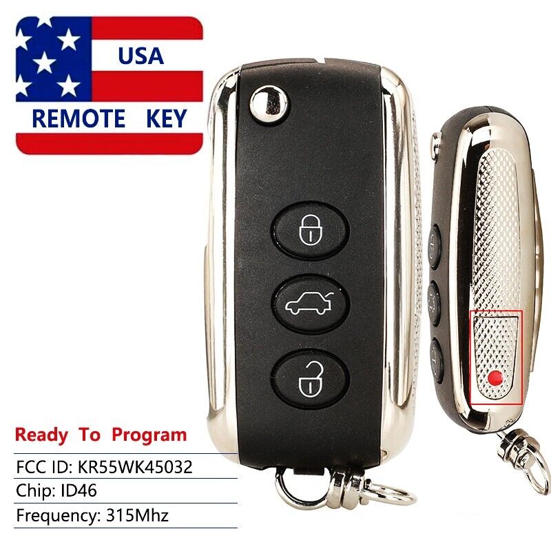 for Bentley Continental GT GTC 2006-2016 Keyless Remote Car Key Fob KR55WK45032