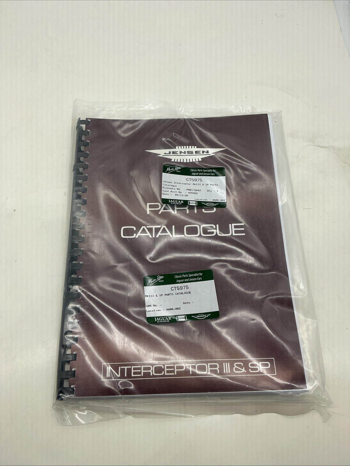 Jensen Interceptor III & SP Parts catalog Dated 4/12/20 CT5975 (76)