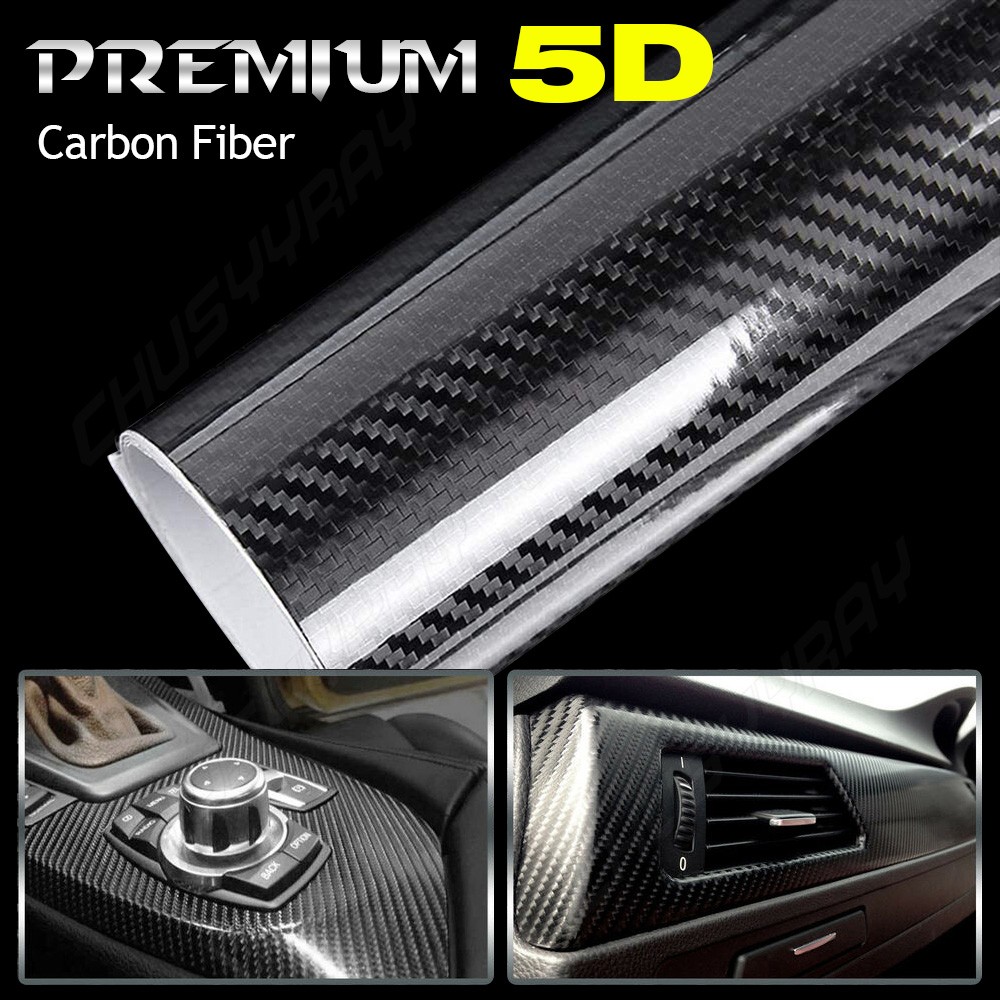 Car Interior 5D Glossy Carbon Fiber Vinyl Film Wrap Stickers Auto Accessories US