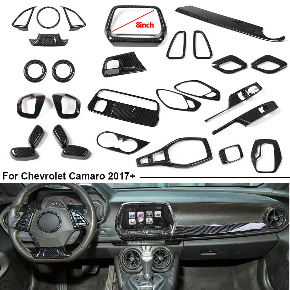 28pcs Full Set Interior Cover Trim Kits For Chevrolet Camaro 2017+ Carbon Fiber
