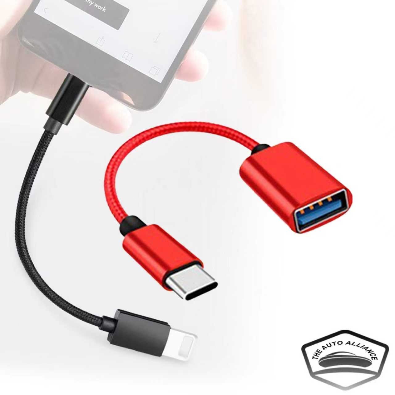 2PCS Type-C to USB 3.0 A Female OTG Converter Data Cable Red