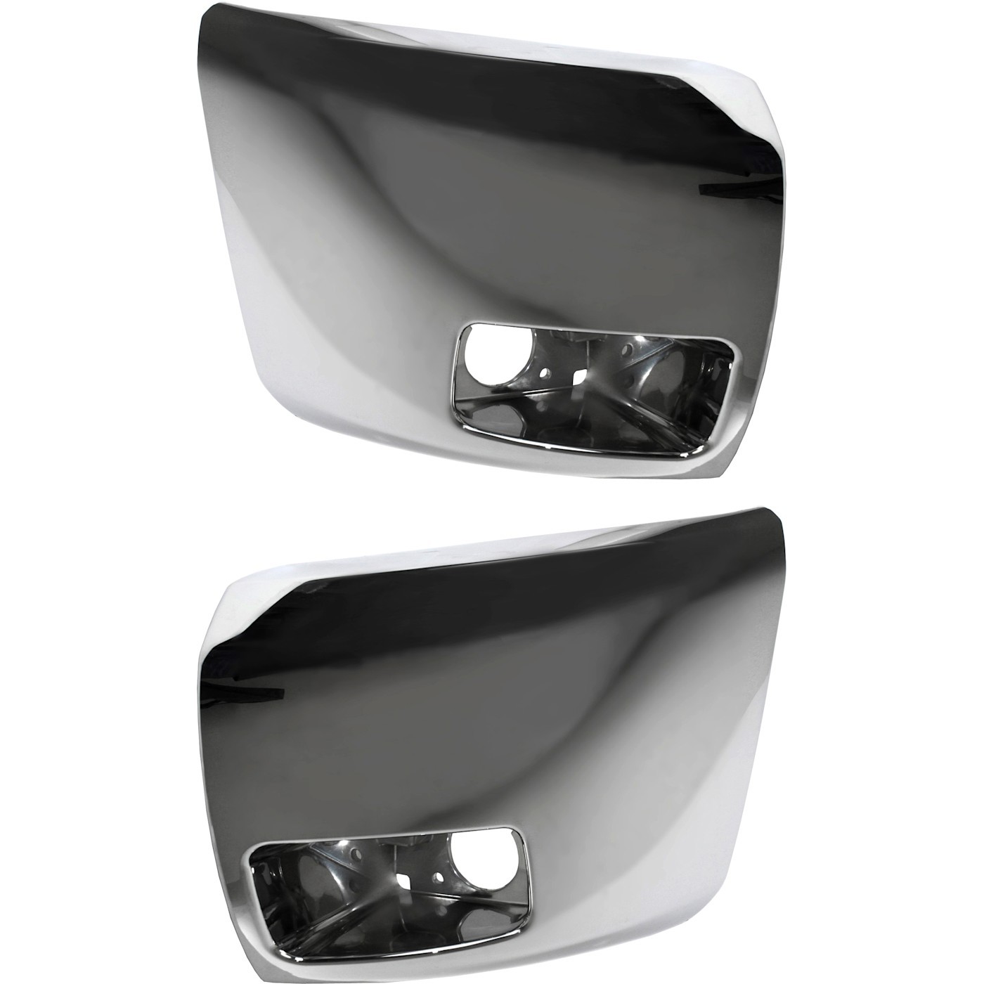 Bumper End Caps Set For 07-13 Chevy Silverado 1500 with Fog Light Hole Chrome