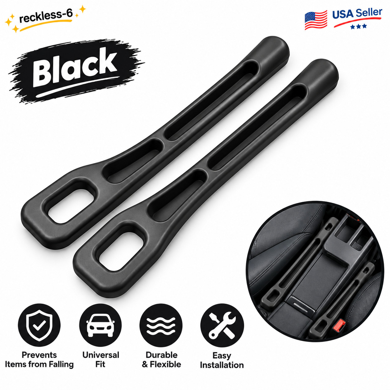 2Pcs Car Seat Gap Filler Universal Side Seam Plug Strip Leak-proof Filling Pad*.