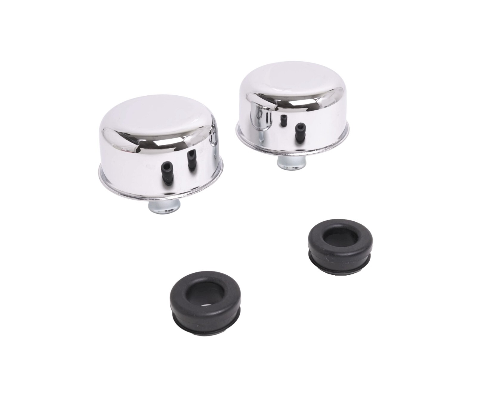 Chrome Valve Cover Push-In Breather Set 1.25\