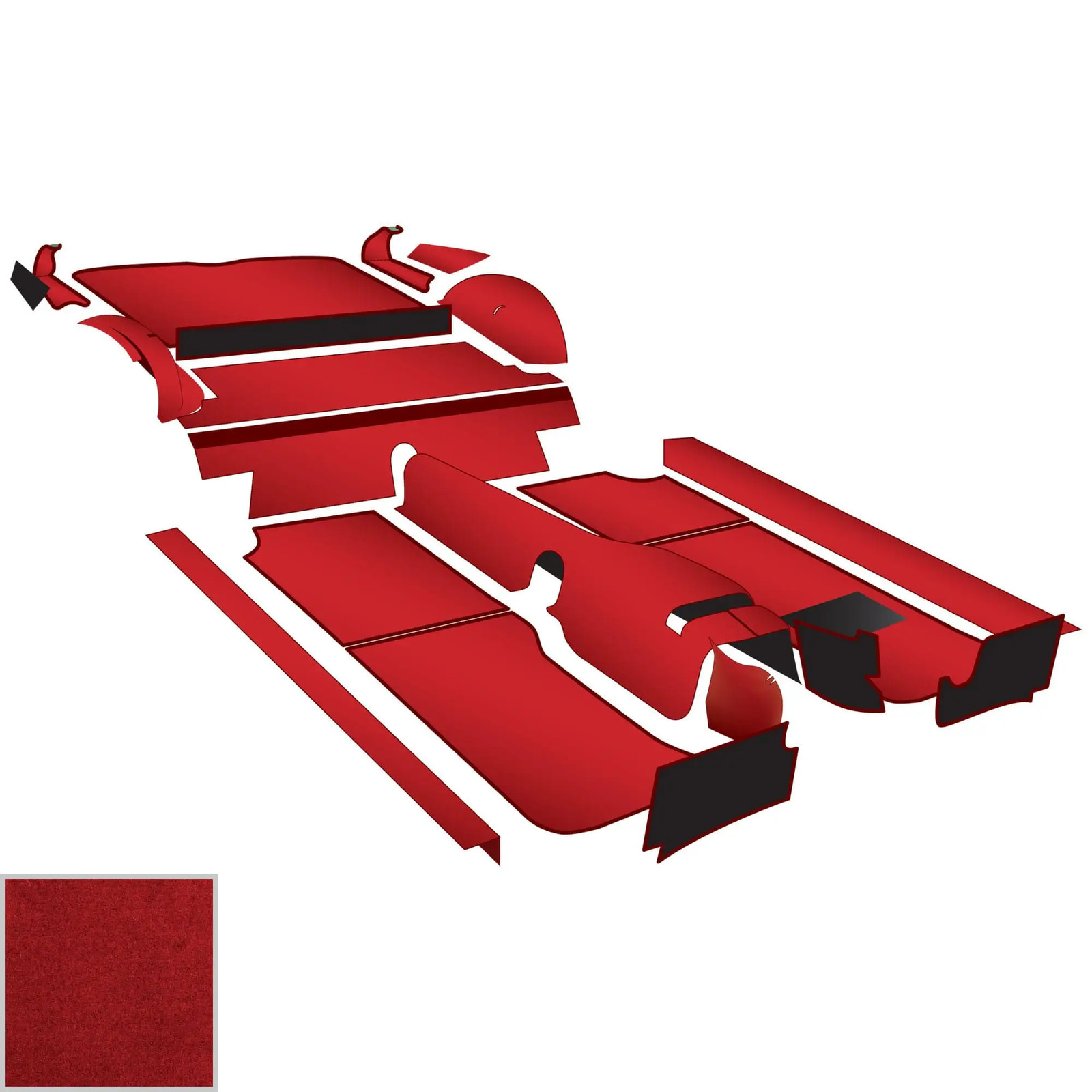 Moss Handcrafted Carpet Kit, Red, 1965-67 GT - MGB MGB GT 1965-67 Moss Handcrafted Carpet Kit, Red, 1965-67 GT - MGB MGB GT 1965-67