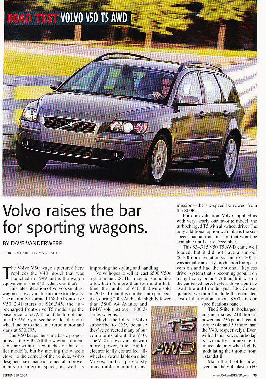 2004 Volvo V50 T5 AWD - Road Test - Classic Article D95