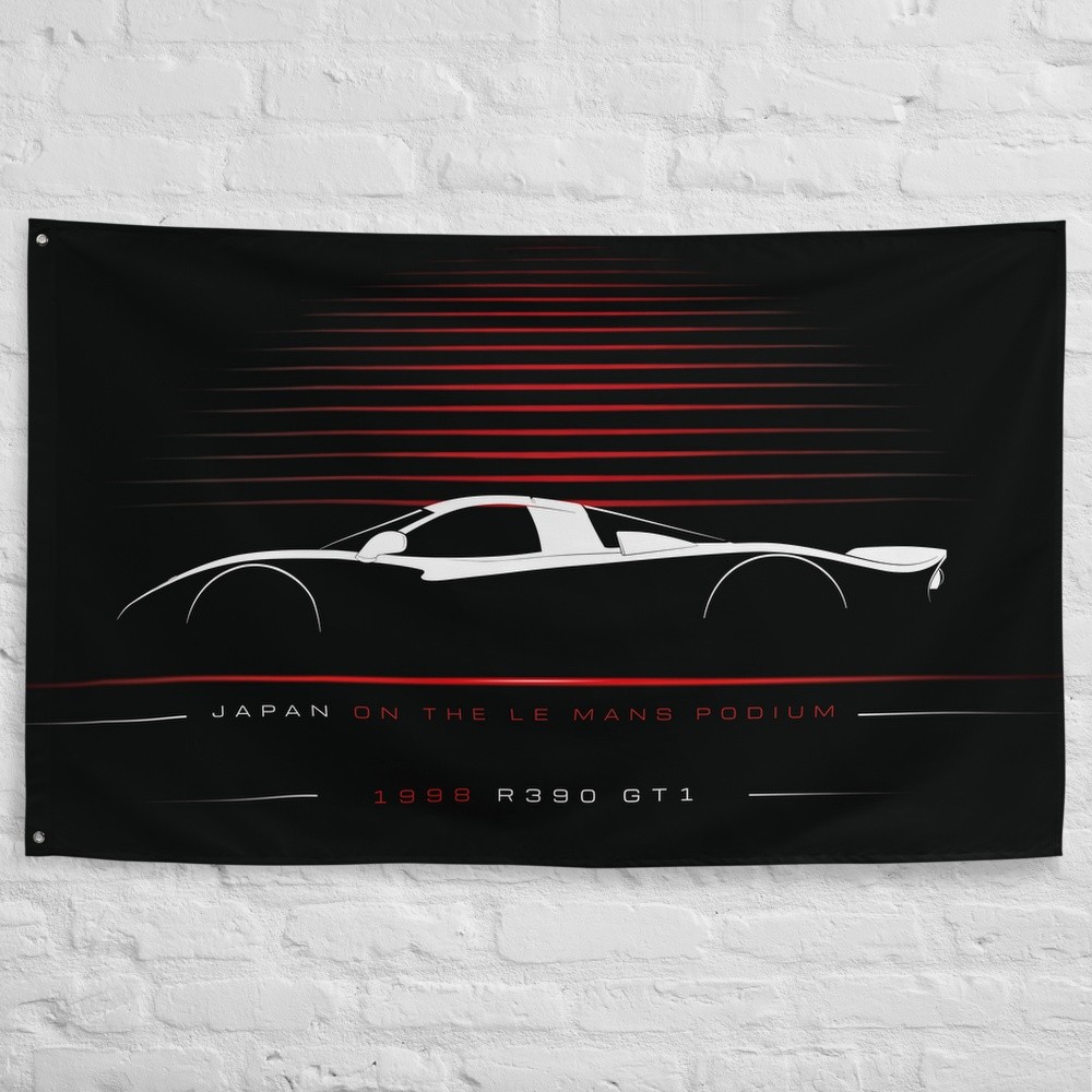 R390 GT1 1998 Car Silhouette Flag 3x5 ft Garage Banner Man Cave Wall Decor Gift