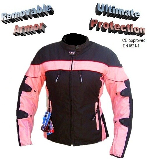 Women\'s Motorcycle Pink/Black/Red Cordura Waterproof Protected Armor jacket XL Women\'s Motorcycle Pink/Black/Red Cordura Waterproof Protected Armor jacket XL