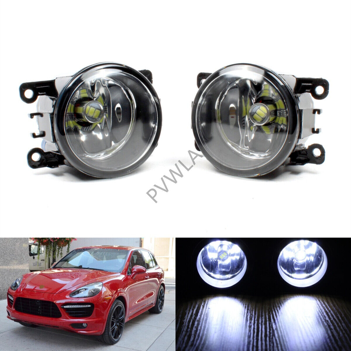 Left&Right Side Front Fog Light Lamp LED Bulbs For 2011-2015 Porsche Cayenne