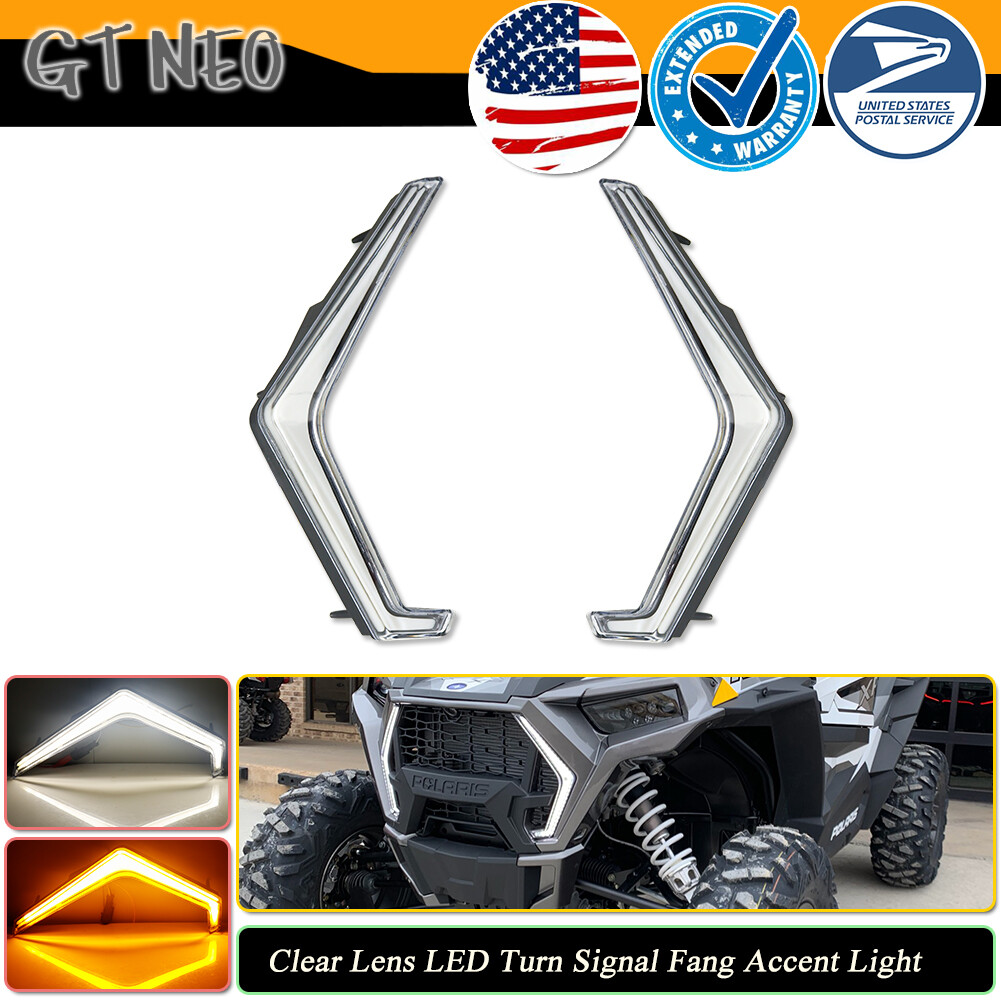 For Polaris RZR XP 1000 Turbo 19-22 LED Grille Light Turn Signal Fang Accent DRL For Polaris RZR XP 1000 Turbo 19-22 LED Grille Light Turn Signal Fang Accent DRL