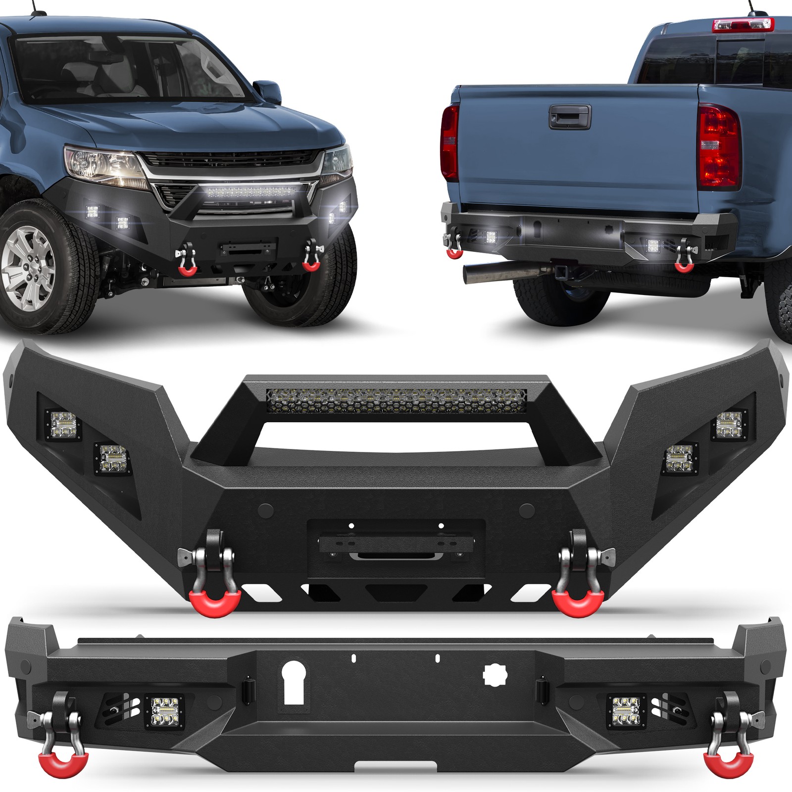 For 2015-22 Chevy Colorado Excl. ZR2 Front or Rear Bumper LED lights Winch Plate