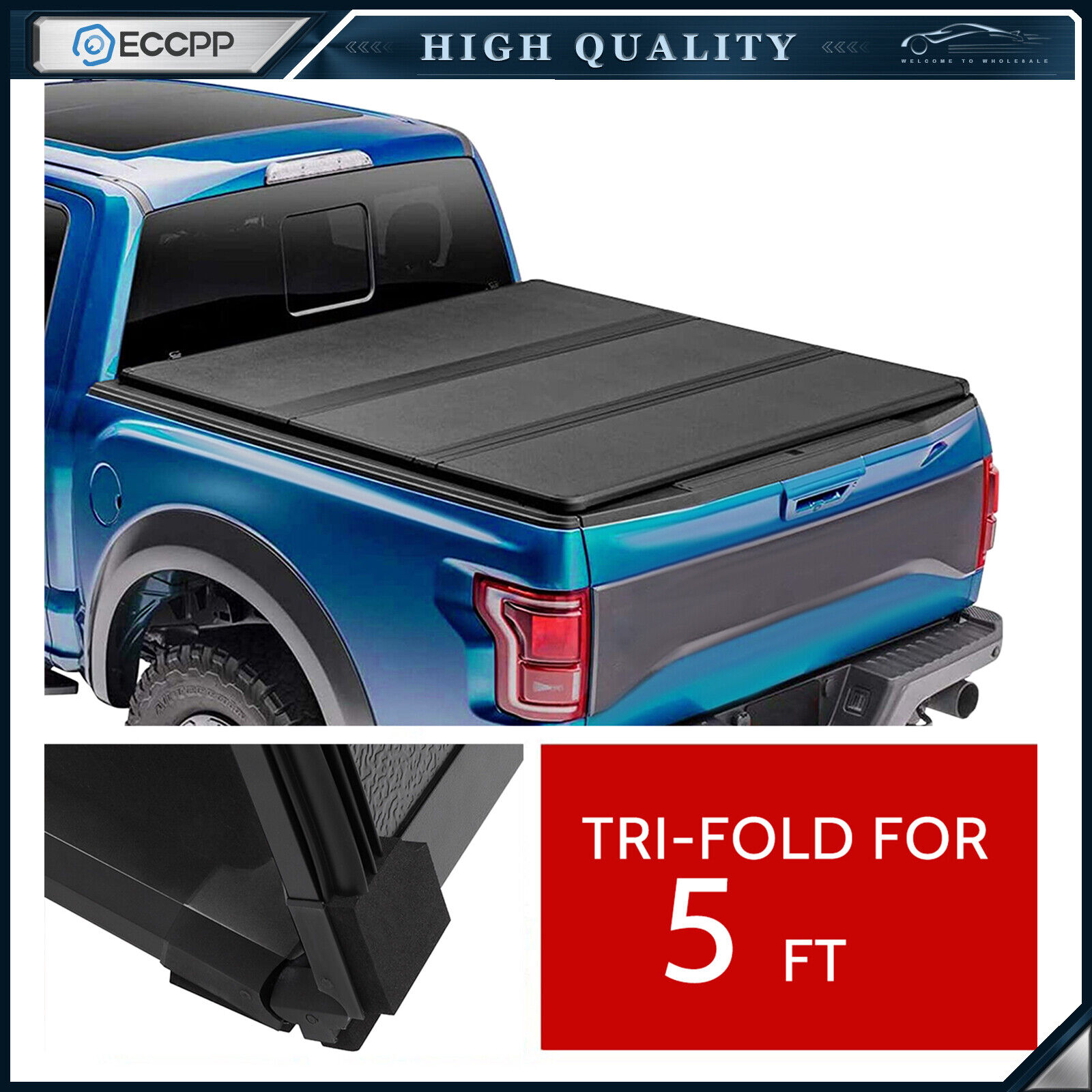 ECCPP Hard 3-Fold 5ft Bed Tonneau Cover For 04-13 Colorado/Canyon Cover