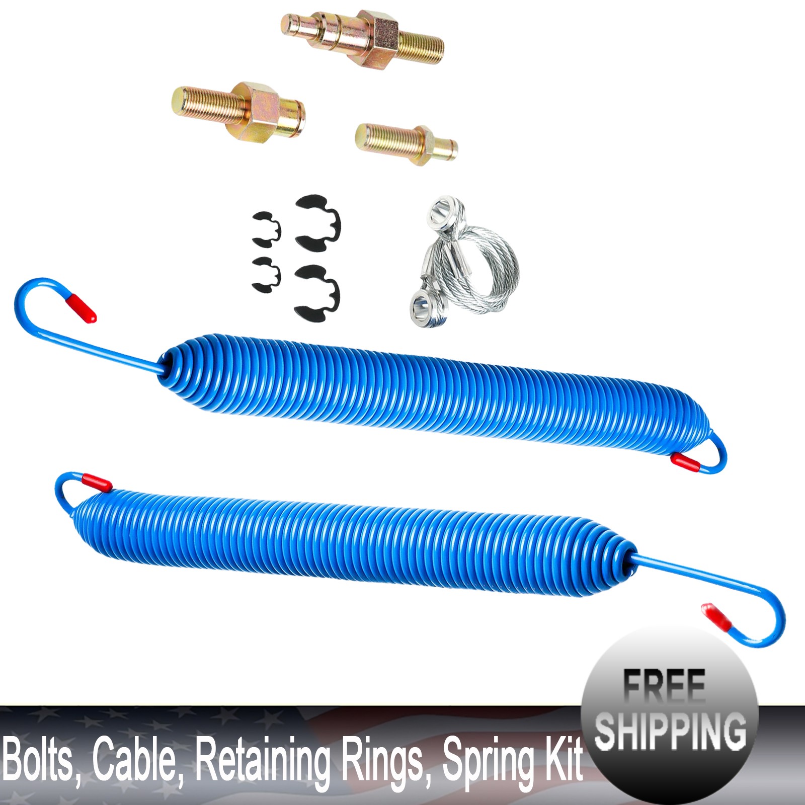 2Pcs Hood Springs, Cable and Stud Bolts W/Retaining Rings, Fit For Peterbilt 357