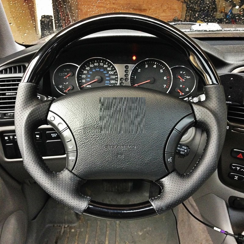Toyota TUNDRA 2003-2007 Black Wood PIANO genuine leather steering wheel-SPORTS