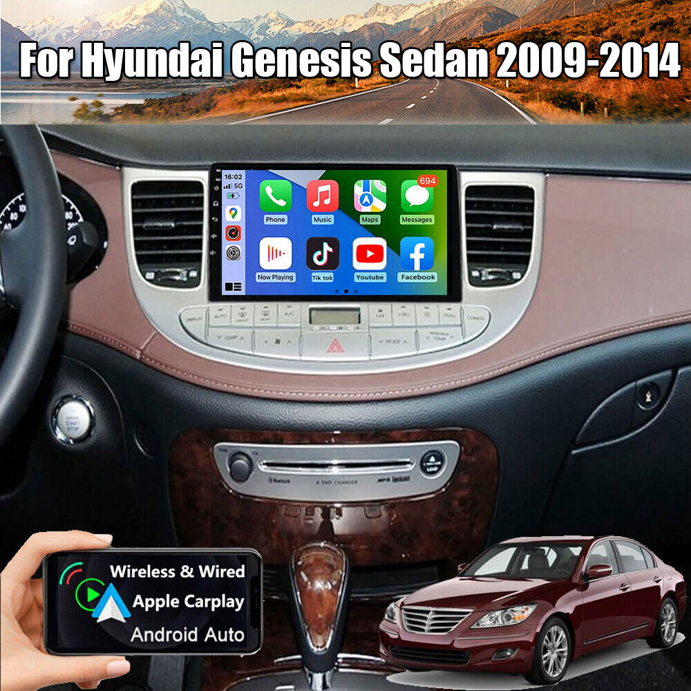 32G Car Stereo Radio Android 13 GPS Nav Wifi For Hyundai Genesis Sedan 2009-2014