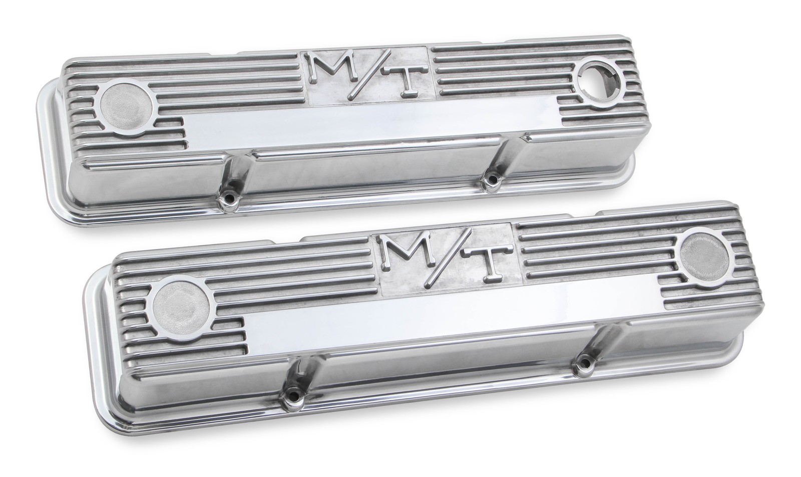 241-82 Holley M/T Valve Covers - Vintage Style - Finned - SBC - Polished 241-82 Holley M/T Valve Covers - Vintage Style - Finned - SBC - Polished