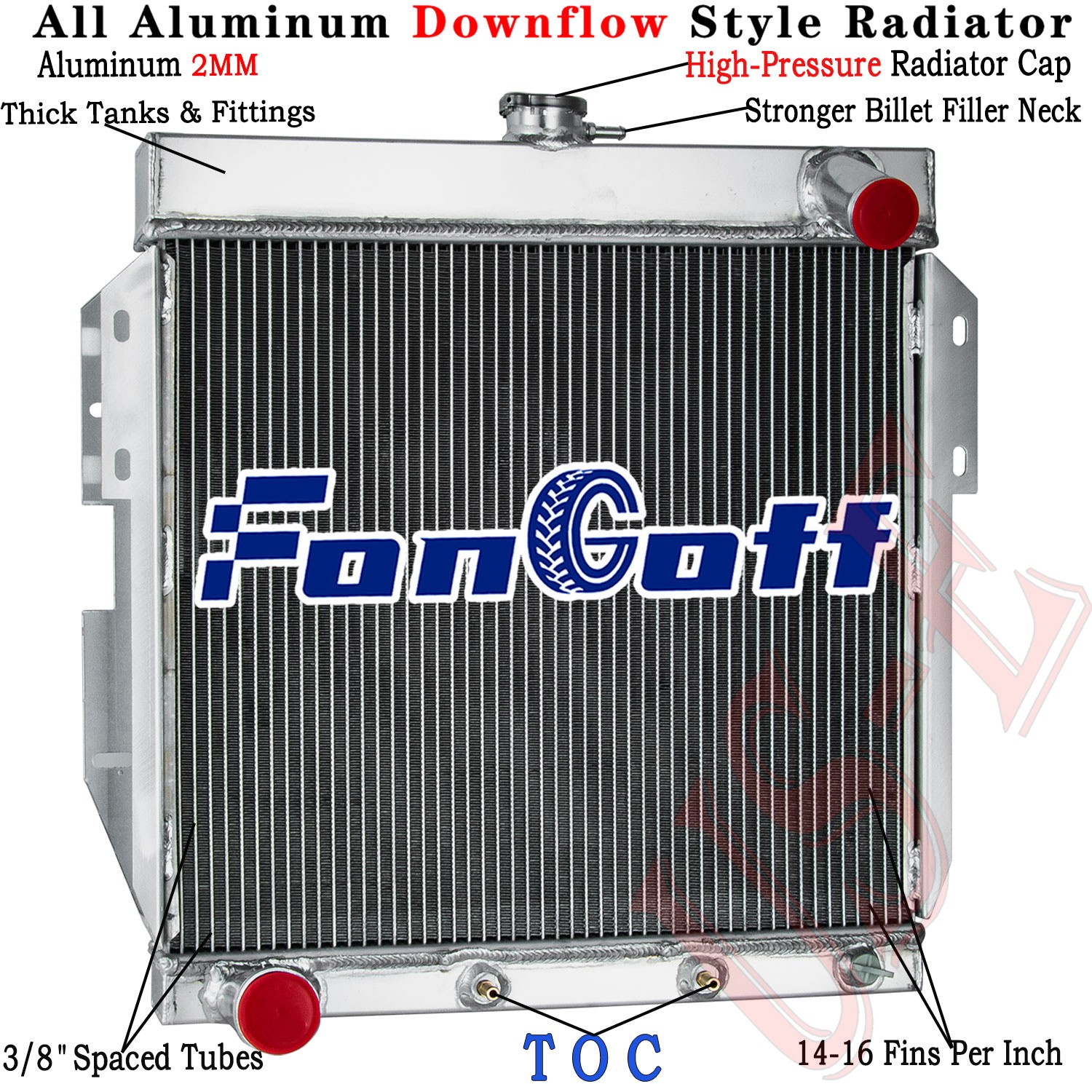 3-Row Aluminum Radiator Fit 1955 1956 57 Ford Thunderbird 4.4L 4.8L/5.1L V8