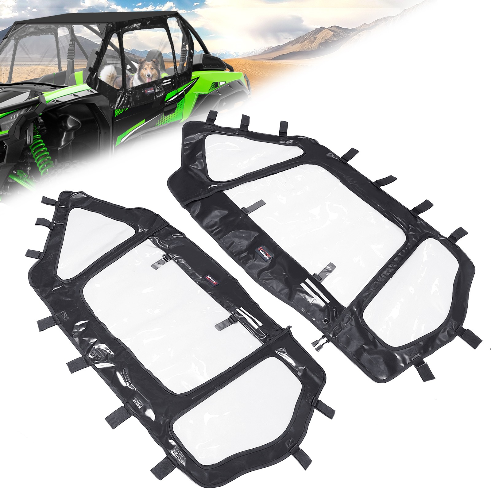 UTV Soft Upper Door Enclosure Window Set For Kawasaki Teryx KRX 1000 2020-2027