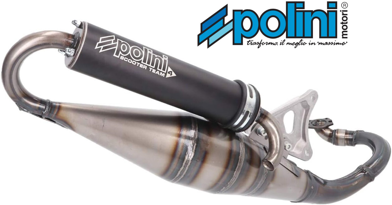Polini Team 4 Scooter Exhaust FOR Minarelli Horizontal 50cc-70cc Nitro Zuma Sr50