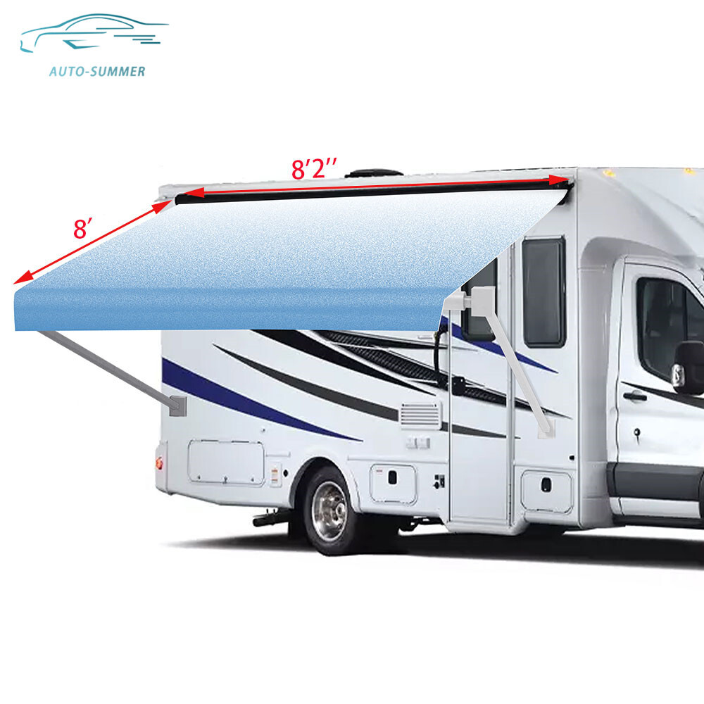 RV Awning Replacement Fabric Camper 9-20 Feet Weatherproof Vinyl Blue/Gray Fade