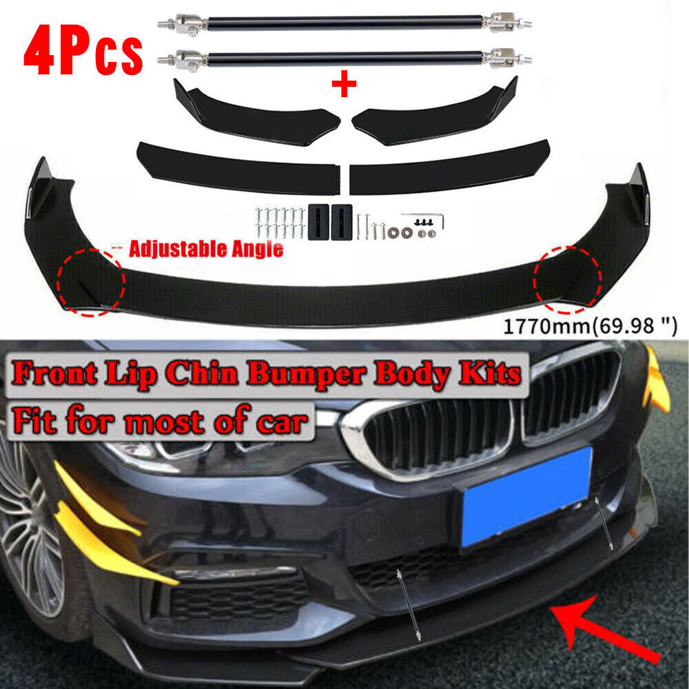 Universal For BMW Car Front Bumper Lip Spoiler Splitter Body Kit + Strut Rods