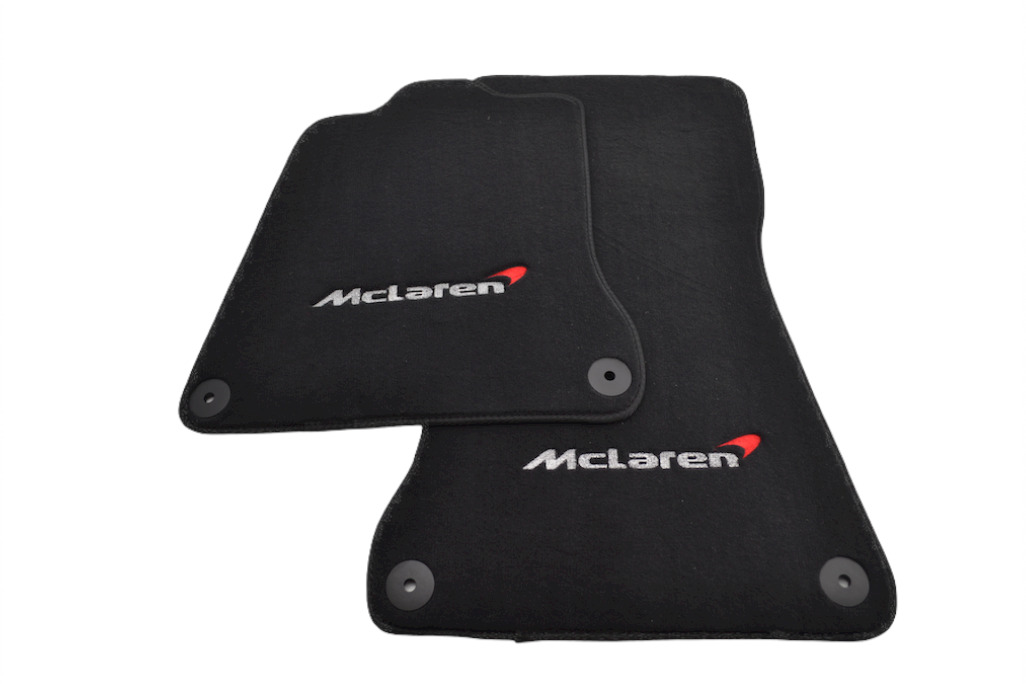 Floor Mats For McLaren 650S Black Tailored Carpets Set With McLaren Emblem LHD 