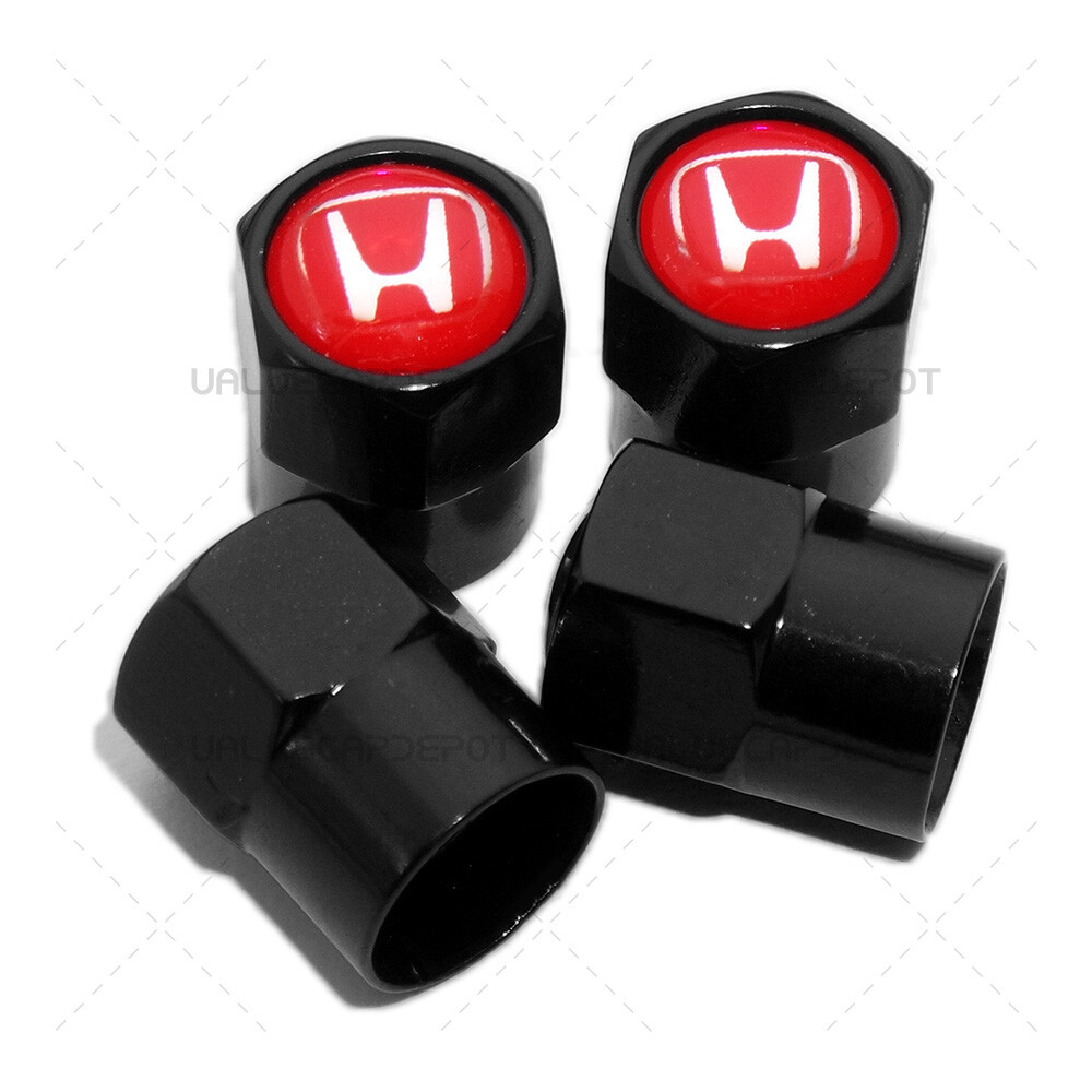 4pcs Hex Fit Honda Car Wheels Tire Air Valve Caps Stem Dust Cover Decor Black