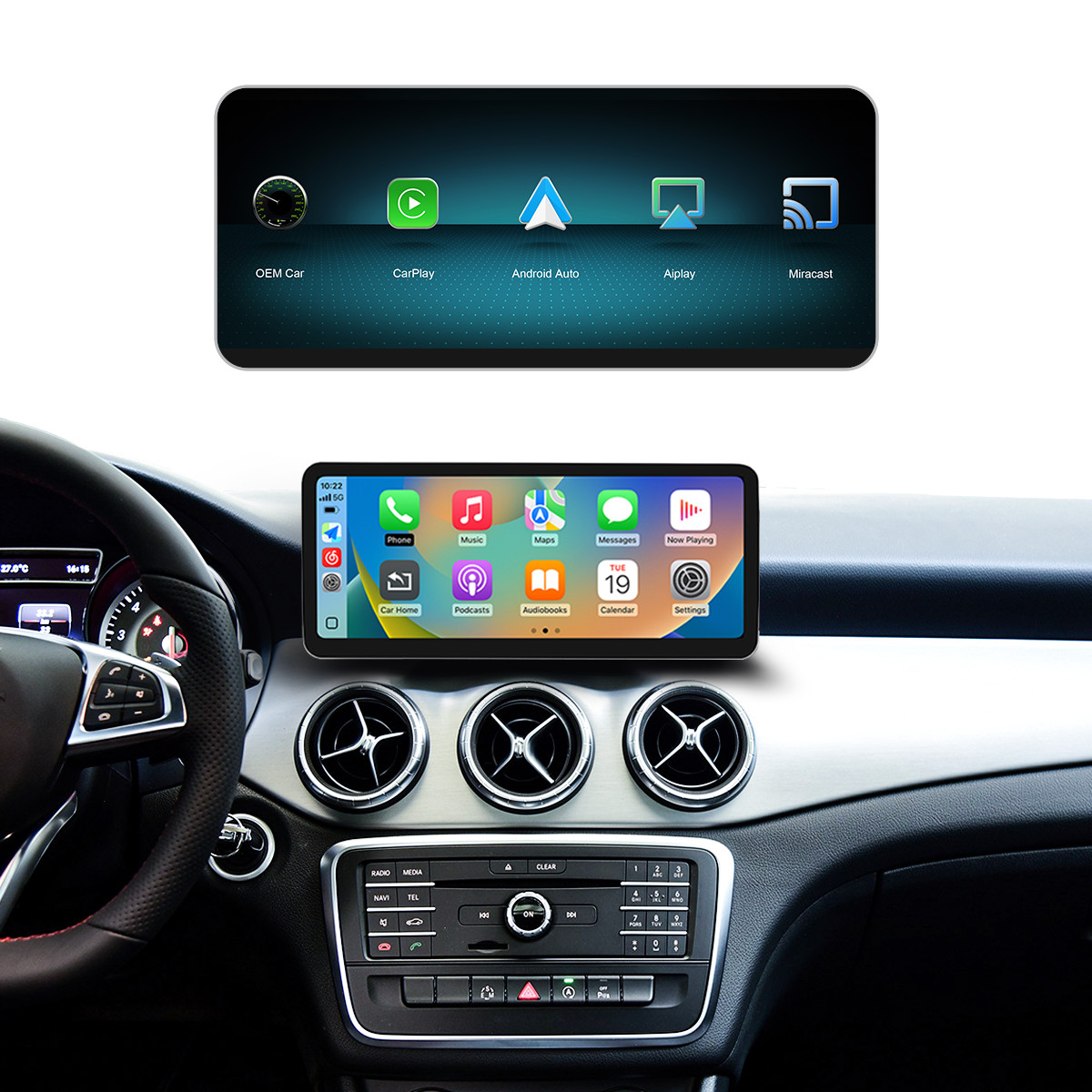 12.3in Carplay/Android Auto Touch screen for 14-19 Mercedes Benz GLA CLA GLC C A