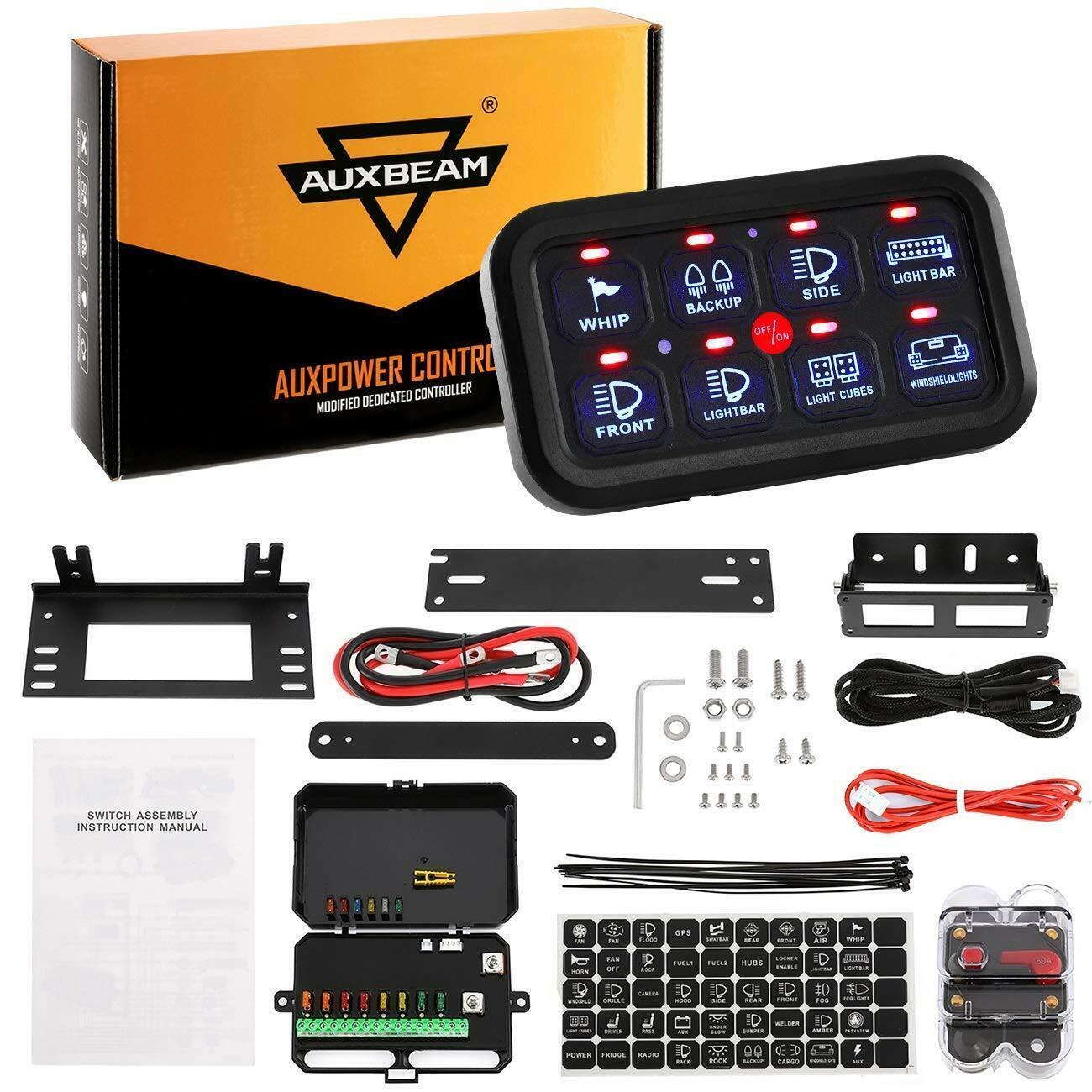 AUXBEAM 8-Gang Control Switch Panel Off Road SUV UTV for Toyota Dodge LED Light