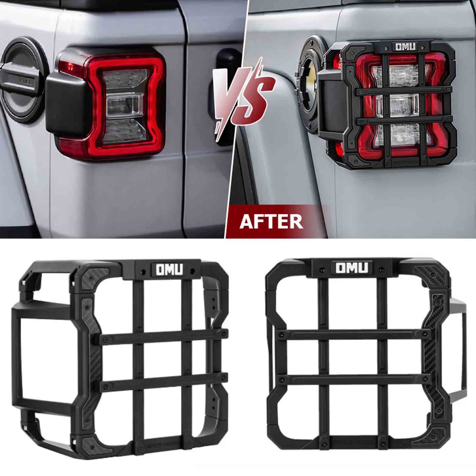 OMU Aluminum Guard Protectors Tail Lights Covers for 2018-2026 Jeep Wrangler JL