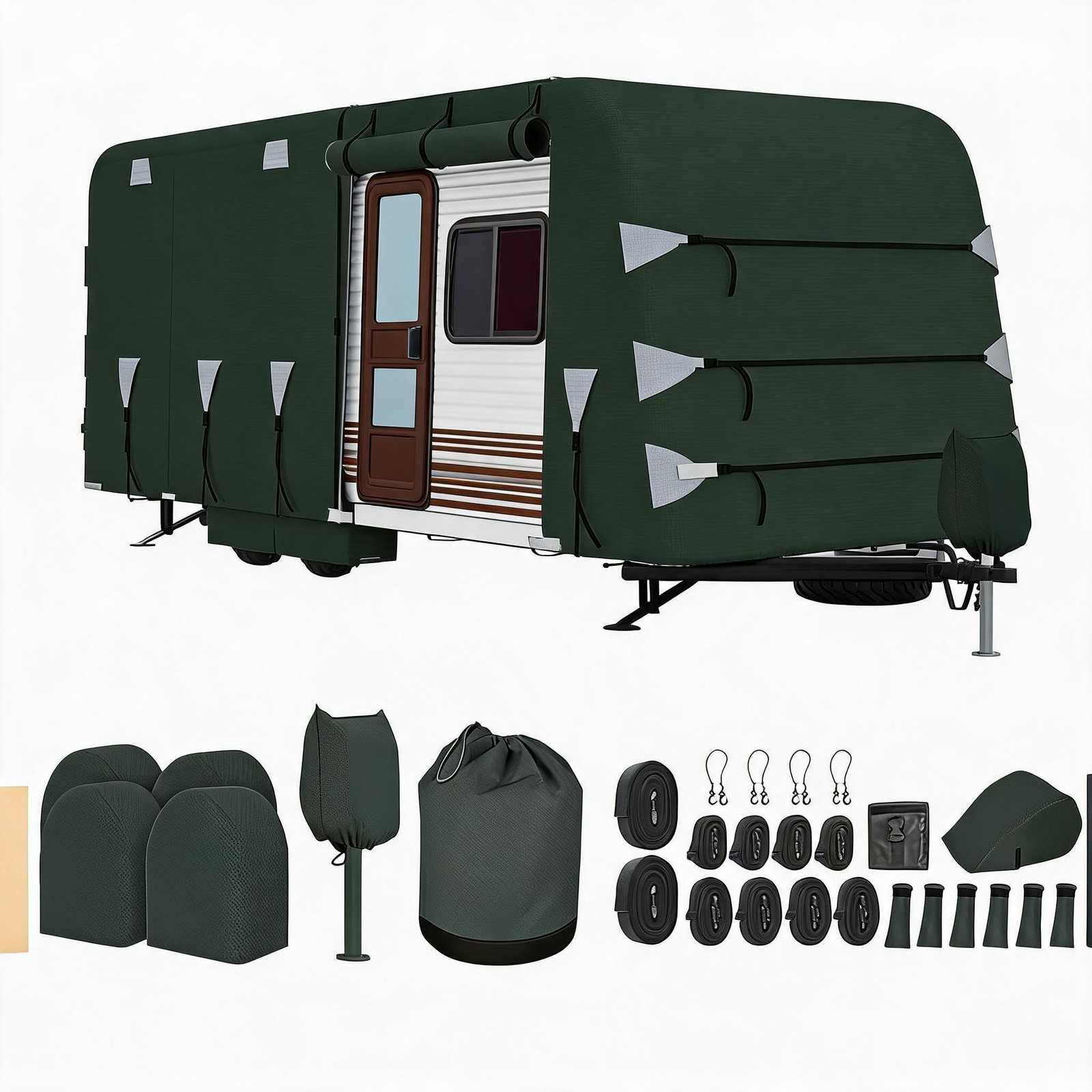 RV Cover for Travel Trailer, Heavy Duty 4-Layer Camper Cover Waterproof 18-35 FT RV Cover for Travel Trailer, Heavy Duty 4-Layer Camper Cover Waterproof 18-35 FT